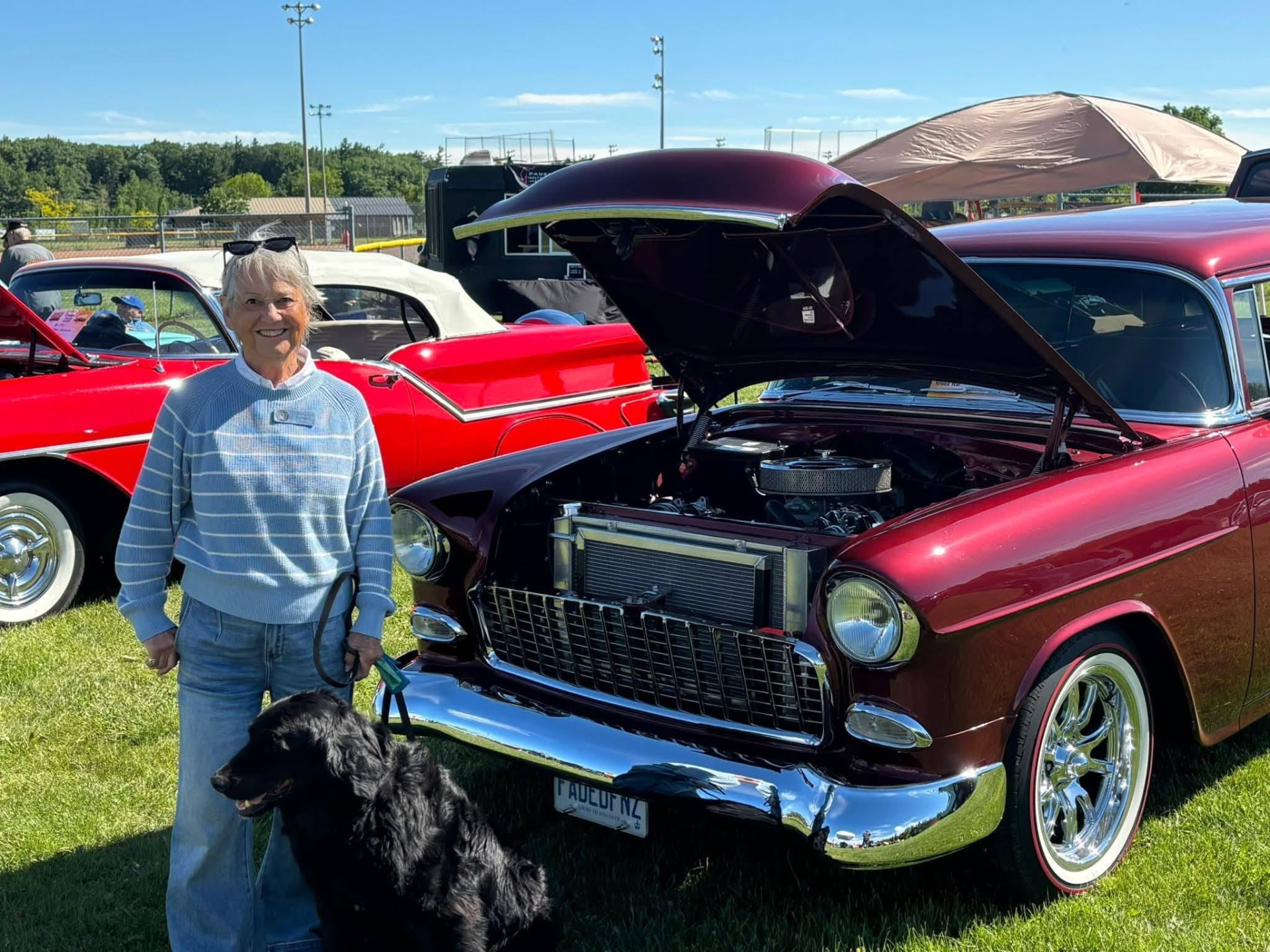 Faye Ego with her dog at a local car show