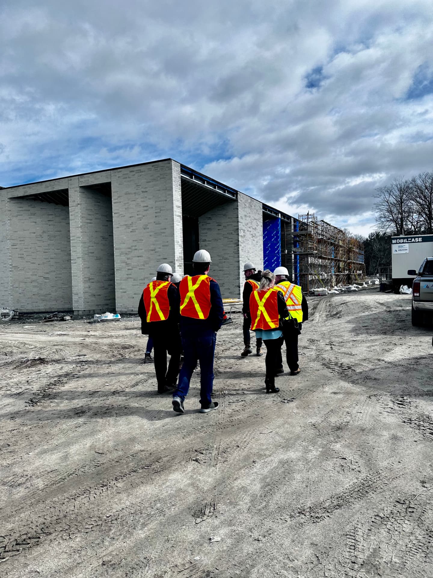 Team Wasaga touring the new arena construction site